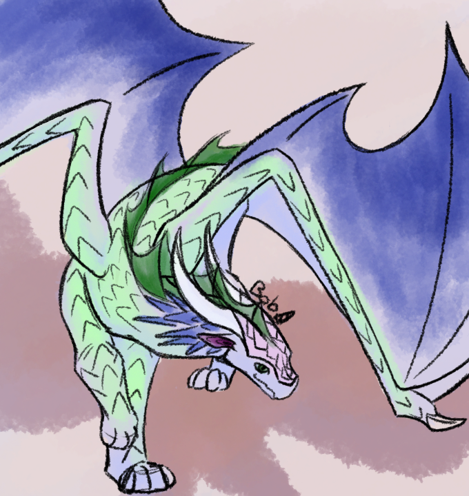 pinkish dragon walking